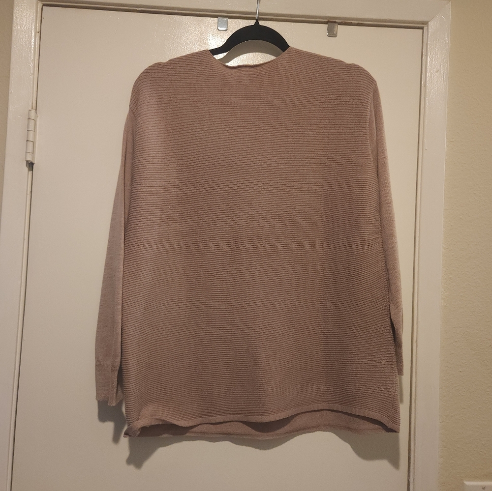 V-Neck Ribbed Sweater - Tan - Picture 2 of 4